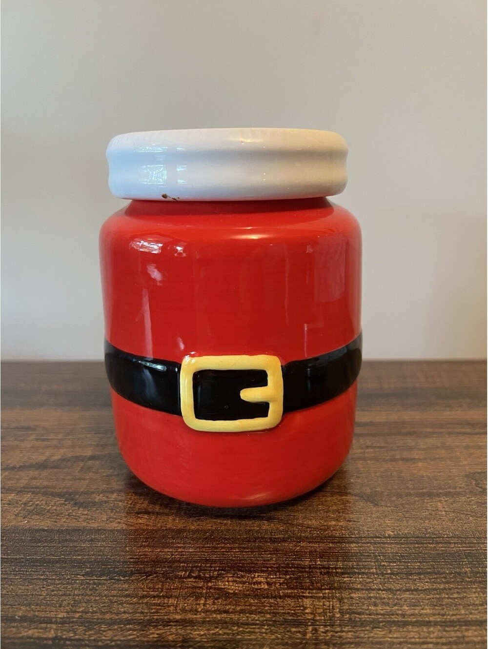 Red Santa Claus Christmas Belt Belly Ceramic Container Jar [COPY]